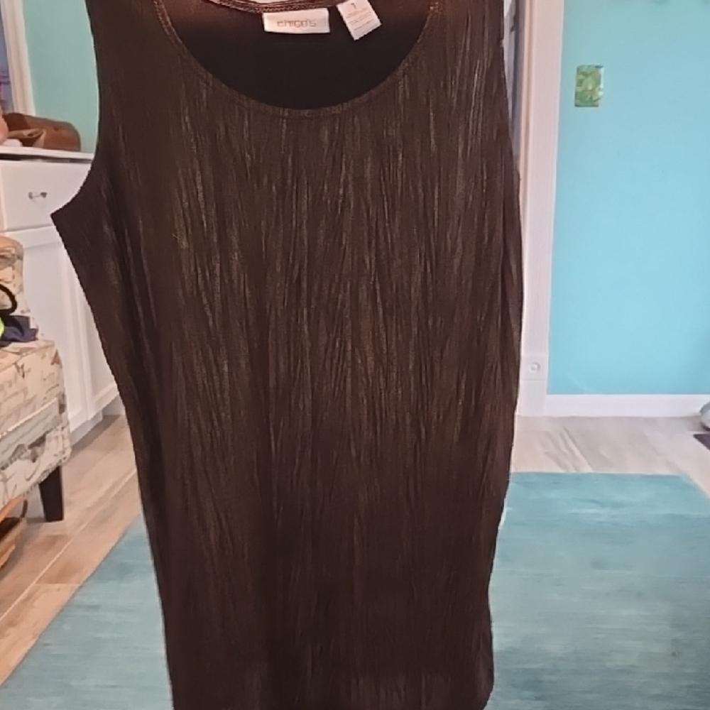 Chico's Dark Brown Shimmering  Textured Top